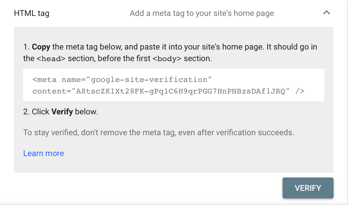 Verificarea proprietății cu tag-ul HTML